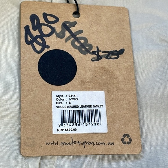 NWT One Teaspoon Vogue Washed Leather Jacket Ivory Beige Steampunk Sz 4 - Picture 7 of 15